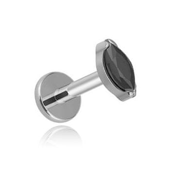 Titanowy labret srebrna suzica s crnim cirkonijem 1,2/8
