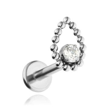 Titanski labret kapi - bijeli cirkon - srebrni 1,2/8