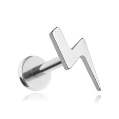 Titanski labret pirsing munja, srebrna, 1,2/8