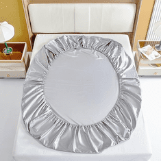 HOME & MARKER® Napenjalna rjuha, gladka i otporna na vlagu, imitacija svile, uključuje 1 navlaku i 2 jastučnice (svijetlo siva, 150x200) | SILKYFIT