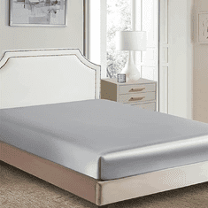 HOME & MARKER® Napenjalna rjuha, gladka i otporna na vlagu, imitacija svile, uključuje 1 navlaku i 2 jastučnice (svijetlo siva, 150x200) | SILKYFIT