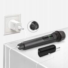 Dexxer Bežični karaoke set na baterije, 2x mikrofon, LCD i prijemnik do 50m, 2,4 GHz