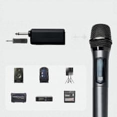 Dexxer Bežični karaoke set na baterije, 2x mikrofon, LCD i prijemnik do 50m, 2,4 GHz
