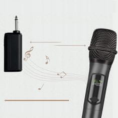 Dexxer Bežični karaoke set na baterije, 2x mikrofon, LCD i prijemnik do 50m, 2,4 GHz