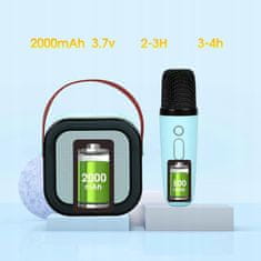 Dexxer Baterija 1200mAh karaoke zvučnik Bluetooth 5.3 2x mikrofon LED RGB plava