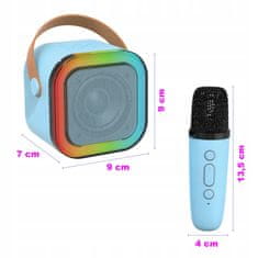 Dexxer Baterija 1200mAh karaoke zvučnik Bluetooth 5.3 2x mikrofon LED RGB plava