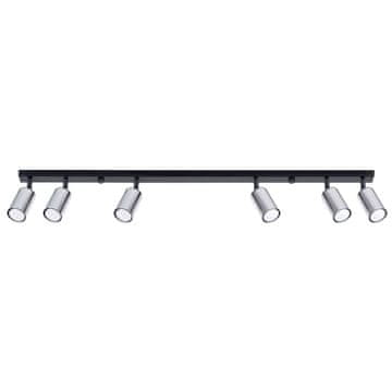 Crni izduženi stropni reflektor, 6 žarulja, kromirana sjenila, 6xGU10 10W WINX SL.1372 Sollux Lighting