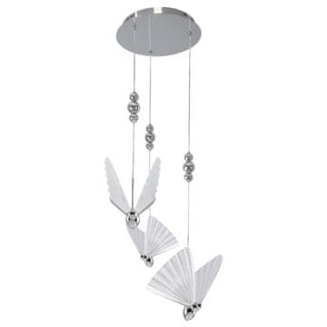Dekorativna okrugla kromirana viseća svjetiljka u obliku leptira, LED promjenjive boje 24W MARIPOSA Light Prestige