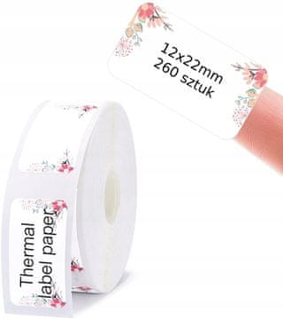 Niimbot NIIMBOT Etičke naljepnice 12*22 mm, 260 komada, u cvjetiće