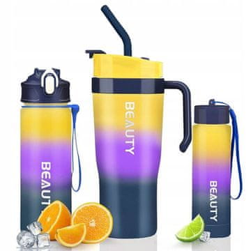 eCarla Ecarla set bočica za vodu 3kom ombre žuta s granatom BD13WZ1