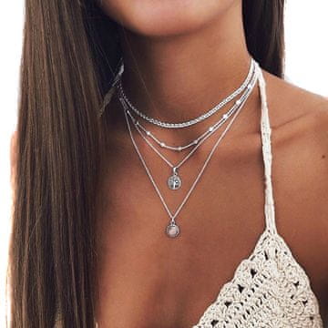 Ogrlica choker duga boho srebrna 29