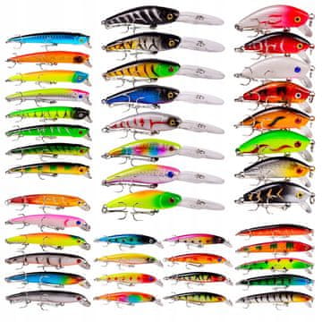 Set od 43 varalica za štuku, smuđa i grgeča, 4-8 g, 4.5-10 cm