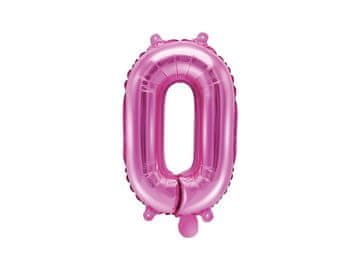 PartyDeco Balon od folije broj "0" tamno ružičasti 35 cm