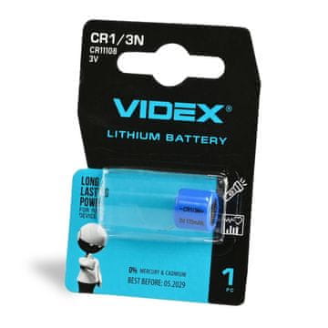 1 kom. Izdržljiva snažna Videx CR CR1/3N 3V 170 mAh litijeva baterija