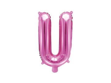 PartyDeco Folijski balon slovo "u" tamno ružičasta 35 cm