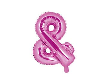 PartyDeco Foli balon slovo "&" tamno ružičasto 35 cm