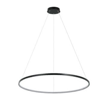 Moderna crna viseća svjetiljka u obliku prstena, velika Ø80cm, LED 48W, promjenjiva boja, za dnevni boravak, blagovaonicu, RING Light Prestige