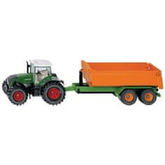 SIKU Traktor s podvozjem s kukom i prikolicom