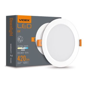 Ugradna bijela okrugla svjetiljka 11,8 cm ugrađena LED 6W DownLight Videx 4000K 620lm