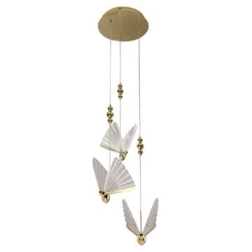 MARIPOSA Light Prestige LP-1715/3P Zlatna LED viseća svjetiljka s glamuroznim leptirima