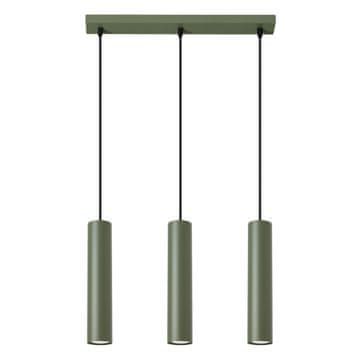 Moderna viseća svjetiljka, maslinasto zelena traka, tri cijevi, 30 cm, za blagovaonicu, kuhinju, iznad otoka, 3xGU10 10W LAGOS Sollux Lighting