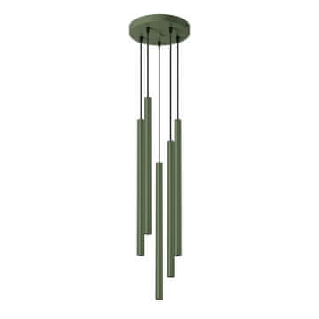 Moderna maslinasto zelena okrugla viseća svjetiljka Ø25cm pet cijevi 50 cm za dnevni boravak iznad stola 5xG9 8W PASTELO Sollux Lighting