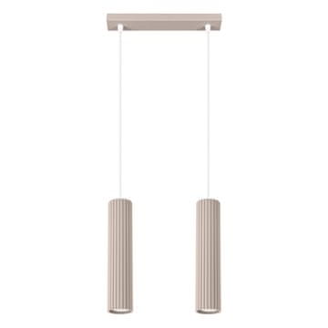Moderna viseća svjetiljka s dvije valovite taupe cijevi, 2xGU10 10W, KARBON, Sollux Lighting