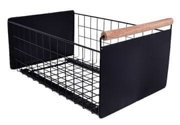 Košara s izvlačnom ladicom za kuhinjski organizator crna 38x24x19,5 cm