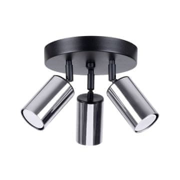 Trostruki okrugli crni stropni reflektor s kromiranim sjenilima 3xGU10 10W WINX SL.1369 Sollux Lighting
