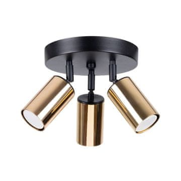 Trostruki okrugli crni stropni reflektor sa zlatnim sjenilima 3xGU10 10W WINX SL.1385 Sollux Lighting