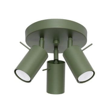 Minimalistička stropna svjetiljka, maslinasto zelena, okrugla, Ø20cm, pomični reflektori za dnevni boravak, kuhinju, 3xGU10 10W RING, Sollux Lighting