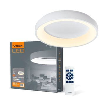 Okrugla stropna svjetiljka, bijeli aluminij, s daljinskim upravljačem, 72W, 7500lm, 2700K / 6000K, 45 cm, Videx