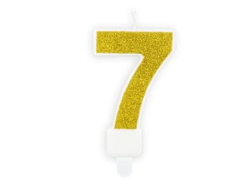 Svijeća broj "7" zlatna s šljokicama