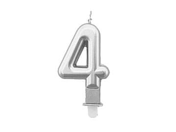 Svijeća broj "4" srebrna