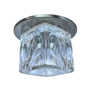 Ugradbena stropna svjetiljka, kristalno kvadratno sjenilo, okruglo satensko podnožje, 1xG4 20W Candellux