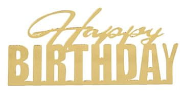 Akrilni topper za stranicu torte Happy Birthday, zlatni, wz1