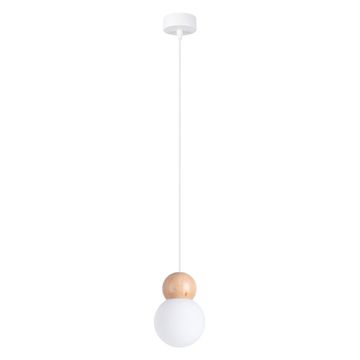Bijela viseća svjetiljka s drvenim elementom PEKKA 1xG9 8W SL.1390 Sollux Lighting