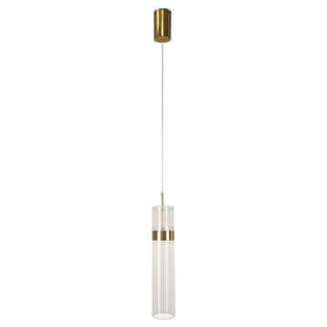 Moderna dekorativna viseća lampa, prozirna cijev, zlatni elementi, varijabilna boja LED 6W AMBIENTE Light Prestige