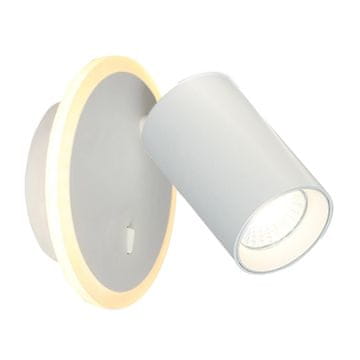 Moderna okrugla bijela zidna svjetiljka, pomični reflektor, 1xGU10 + LED 5W, promjenjiva boja, PARMA Light Prestige