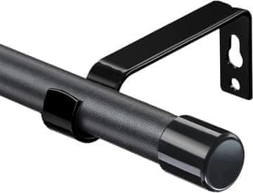 Nikcorp Podesiva karniša za zavjese od nehrđajućeg čelika, mat crna, modularna šipka promjera 1,6 cm, podesiva duljina 76-198 cm, otporna na hrđu, set za montažu, za unutarnje i vanjske prostore, elegantan