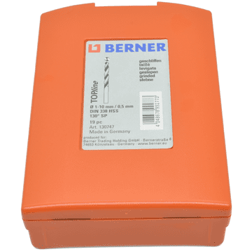 Berner Set svrdla HSS Berner DIN 338 Topline, 19 komada, 1-10 mm, u kutiji