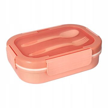 Kutija za ručak 900ml (23*16*6.3cm) s priborom za jelo, ružičasta