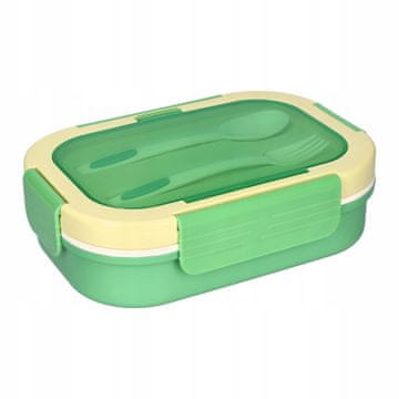 Spremnik za ručak 900 ml (23*16*6,3 cm) i pribor za jelo, zeleni