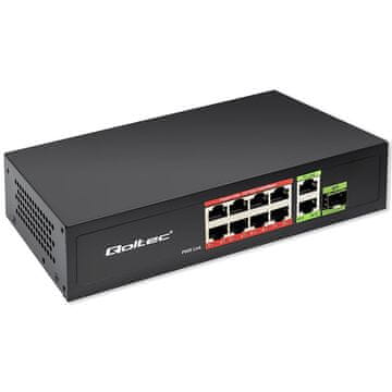 Qoltec Qoltec Prekidač mreže SWITCH Fast Ethernet PoE 8x RJ45 PoE 2x RJ45 Uplink 1x SFP i 120W, 1000 Mb