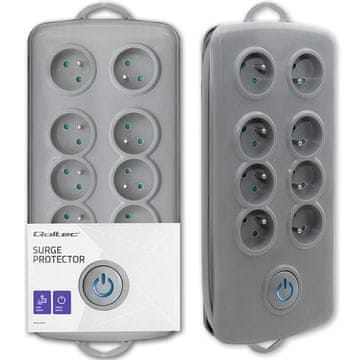 Qoltec Qoltec Listva zasilająca antyprzepięciowa | 8 gniazd | 2.5m | Szara