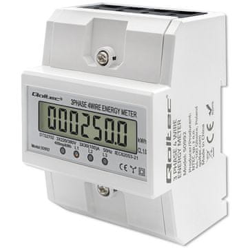 Qoltec Qoltec Trofazno elektroničko brojilo | mjerač potrošnje energije za DIN šinu | 400V | 100A | LCD | 4P