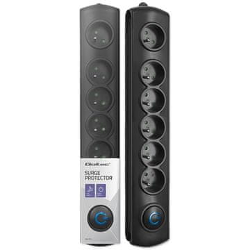 Qoltec Qoltec produžni kabel s prenaponskom zaštitom | 6 utičnica | 1,8 m | crna