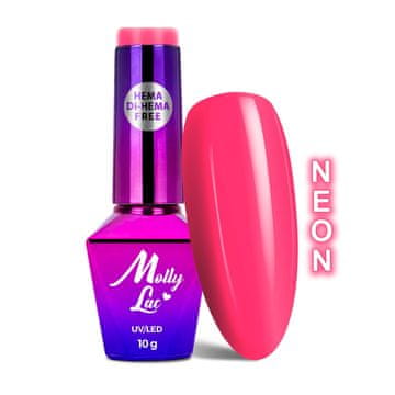 MollyLac LED/UV gel lak Power Flower br. 722 ružičasti gerbera hema/Di-hema Free Neon 10g