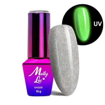 MollyLac Night Glowing LED/UV gel lak za nokte s mačjim okom, hibridni lak br. 676 Freestate hema/Di-hema Free 10 g