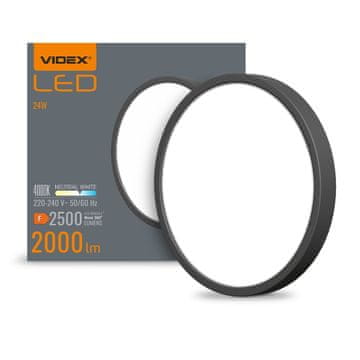 Stropna svjetiljka Down Light crna klasa E 20W 2500lm 3000K / 4000K / 6500K 26,4 cm Videx